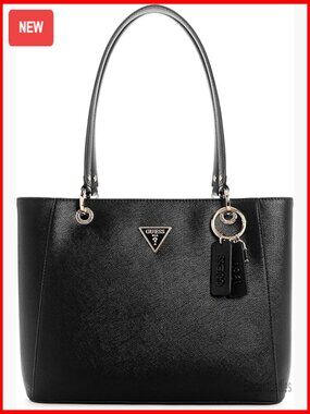 Saffiano PU Tote with Zip Pocket and Shoulder Strap